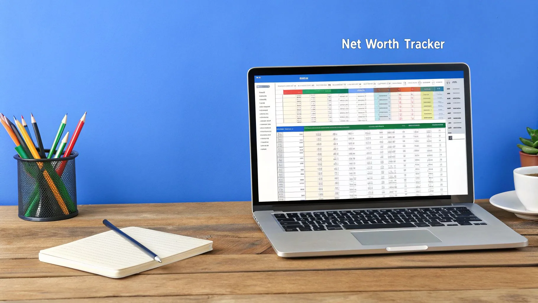 A person working on a laptop with charts and graphs, representing financial tracking.