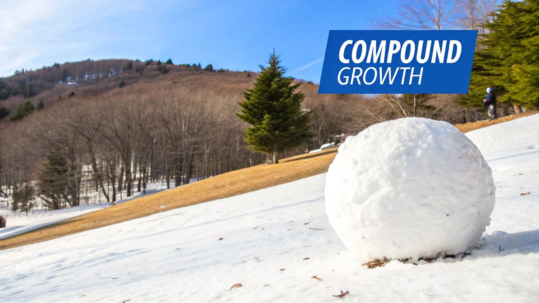 An image illustrating the snowball effect of compounding interest over time